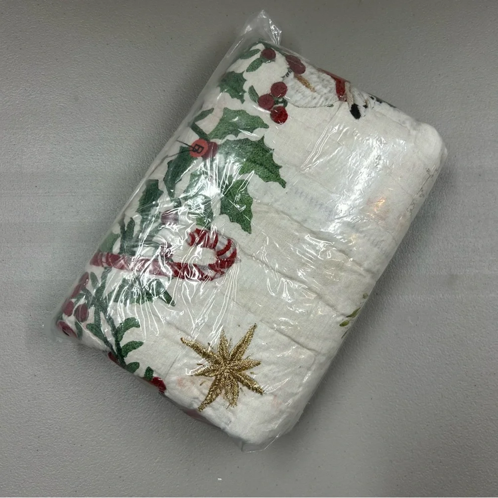 Pottery Barn Deck the Halls Christmas EURO Pillow Sham Cover Reversible NWT
